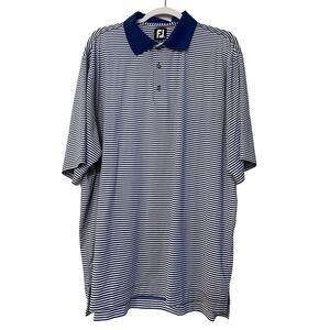 Footjoy Polo Shirt Men XL Blue White Striped Stretch FJ Performance Golf EUC
